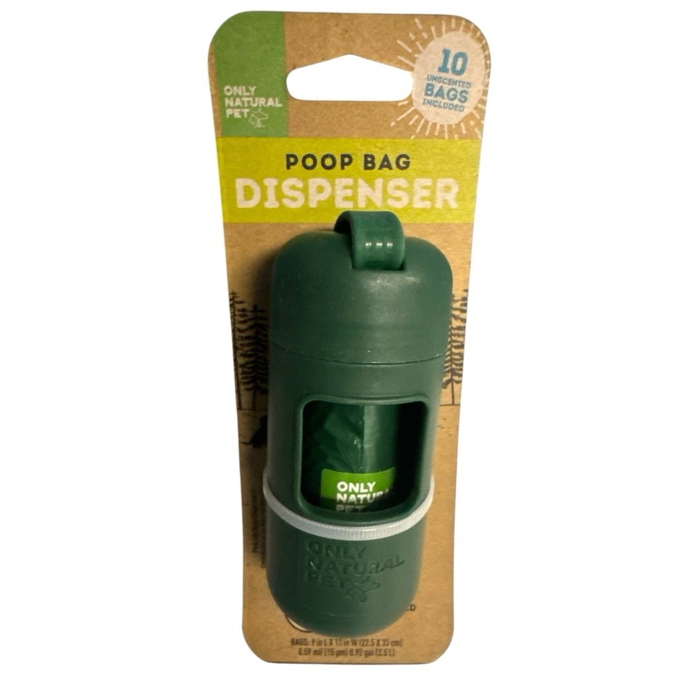Only Natural Pet Dog Poop Bags Dispenser w/ Clip + 10 Unscented Poop Waste Bags